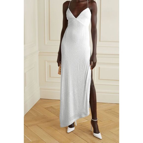 NWT Retrofete Violet asymmetric lace-up sequined stretch-tulle gown Size Small - Picture 2 of 14